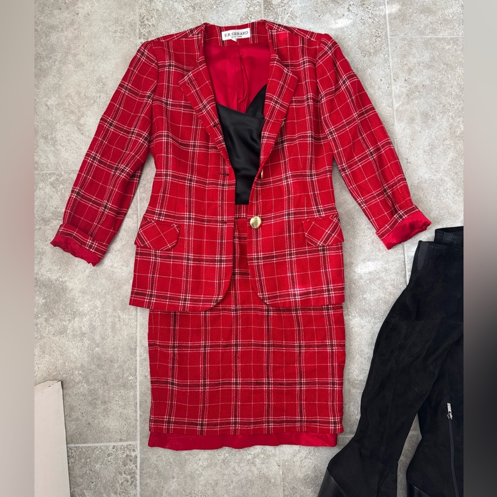 Vintage E.R. Gerard New York plaid skirt and blazer set